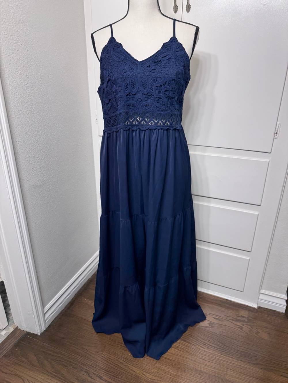 Navy Lace Bodice Maxi Dress - Women